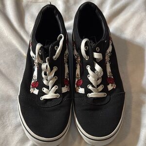Vans Black Floral Sneakers